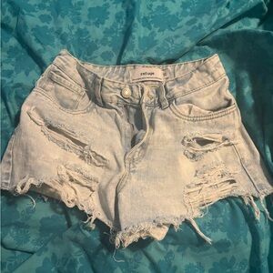Refuge Light Wash Ripped Jean Shorts